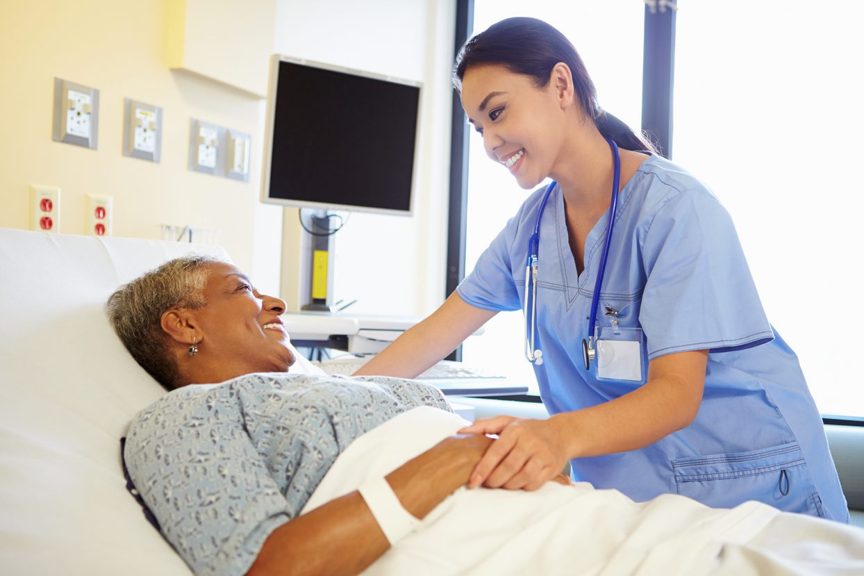 Patient Assisted By a Nurse